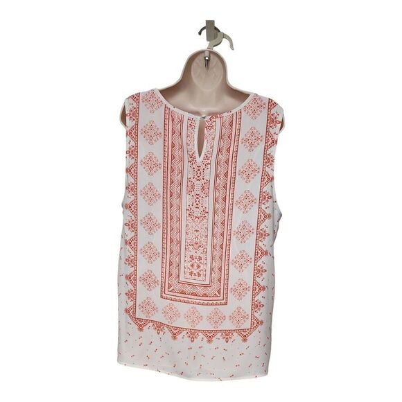 PEACH by BLU-PEPPER SLEEVELESS FLORAL TOP SIZE 1XL PEACH/WHITE - Picture 2 of 8